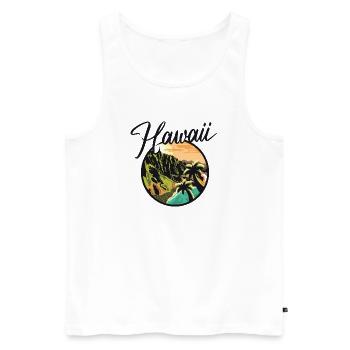 hawaii island nature icon Insel Natur color Logo - Männer Premium Bio Tank Top - Weiß - Vorne - Michal (187cm)
