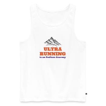 L’ultra course à pied est un voyage sans fin - Débardeur bio Premium Homme - blanc - Devant - AI Model Male 178 light (178cm)
