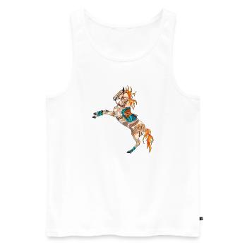 skurriles buntes Pferd - Männer Premium Bio Tank Top - Weiß - Vorne - AI Model Male 178 light (178cm)