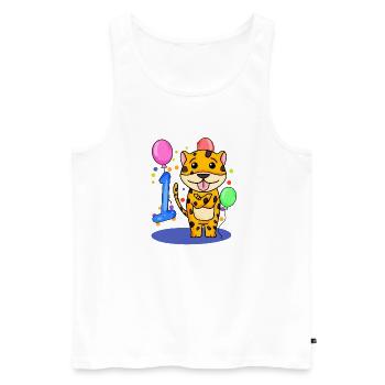 1 Birthday 1 Year Old with Animal Motif - One - Men's Premium Organic Tank Top - white - Front - AI Model Male 178 light (178cm)