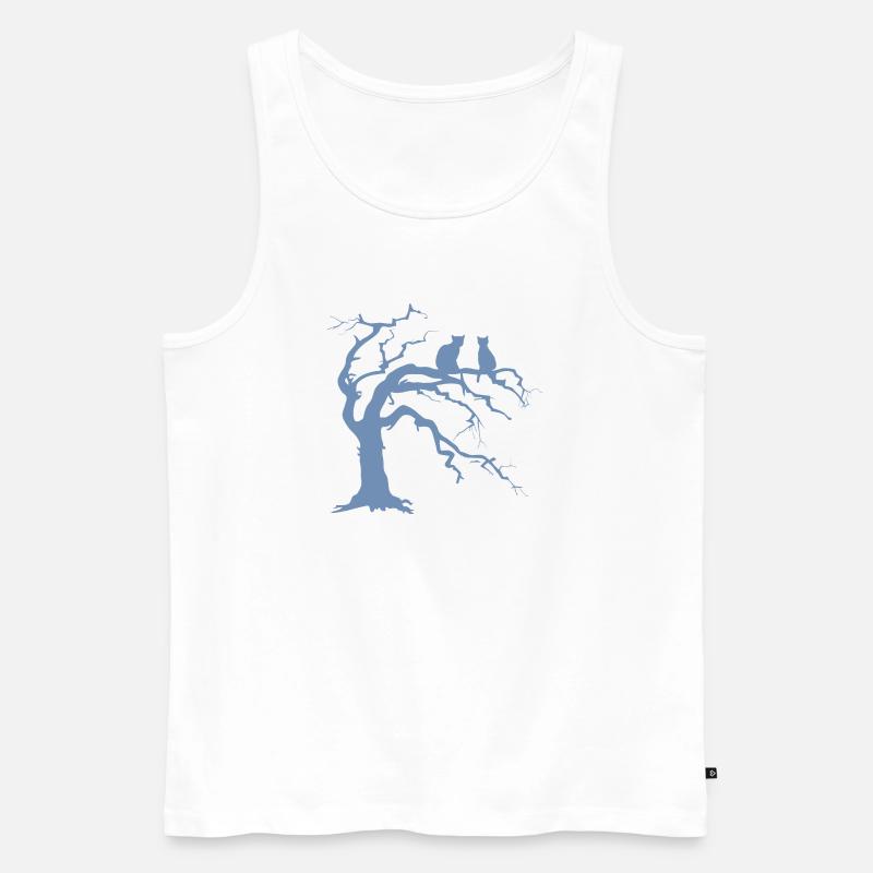 Dead tree with 2 cats silhouette - Men's Premium Organic Tank Top - white