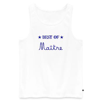 MAÎTRE. MERCI. MERCI MAÎTRE. CADEAU MAÎTRE - Débardeur bio Premium Homme - blanc - Devant - Michal (187cm)