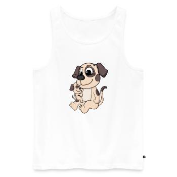 Famille de chiens - Chien avec bébé - Débardeur bio Premium Homme - blanc - Devant - AI Model Male 178 light (178cm)