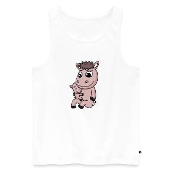Pferd Familie - Pferd mit Baby - Männer Premium Bio Tank Top - Weiß - Vorne - AI Model Male 178 light (178cm)