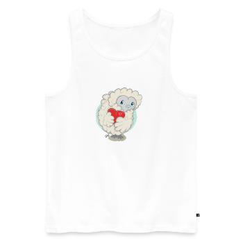 Lioba Silk Poulet, Poulet Amour - Débardeur bio Premium Homme - blanc - Devant - Michal (187cm)