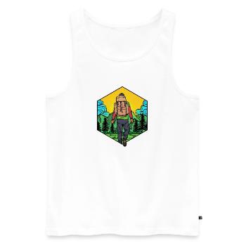 Randonnées Randonnées Alpinisme Randonnée en montagne - Débardeur bio Premium Homme - blanc - Devant - Michal (187cm)