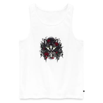 dunkles Gothic Katzen Porträt mit roten Rosen - Männer Premium Bio Tank Top - Weiß - Vorne - AI Model Male 178 light (178cm)