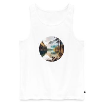 Alpensee Spiegelung Morgenglanz - Männer Premium Bio Tank Top - Weiß - Vorne - AI Model Male 178 light (178cm)