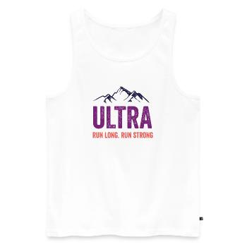 Ultra Running - Run Long. Run Strong. - Men's Premium Organic Tank Top - white - Front - Michal (187cm)