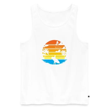 Surfer Sunset and Palm Trees - Men's Premium Organic Tank Top - white - Front - Michal (187cm)