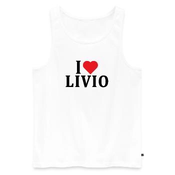 T-Shirt Name I love Livio T-Shirt Geschenkidee - Männer Premium Bio Tank Top - Weiß - Vorne - Michal (187cm)