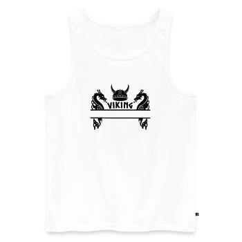 Plaque signalétique du casque de dragon viking - Débardeur bio Premium Homme - blanc - Devant - AI Model Male 178 light (178cm)
