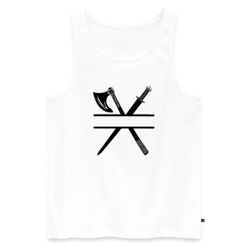 Wikinger Axt Schwert - Männer Premium Bio Tank Top - Weiß - Vorne - AI Model Male 178 light (178cm)
