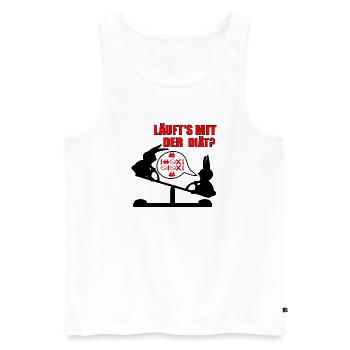 ABNEHMEN LUSTIG - DIÄT SPRÜCHE HUMOR - FEINGEFÜHL - Männer Premium Bio Tank Top - Weiß - Vorne - Michal (187cm)