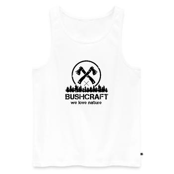 Logo Bushcraft Icône de hache de survie en plein air de forêt - Débardeur bio Premium Homme - blanc - Devant - Michal (187cm)