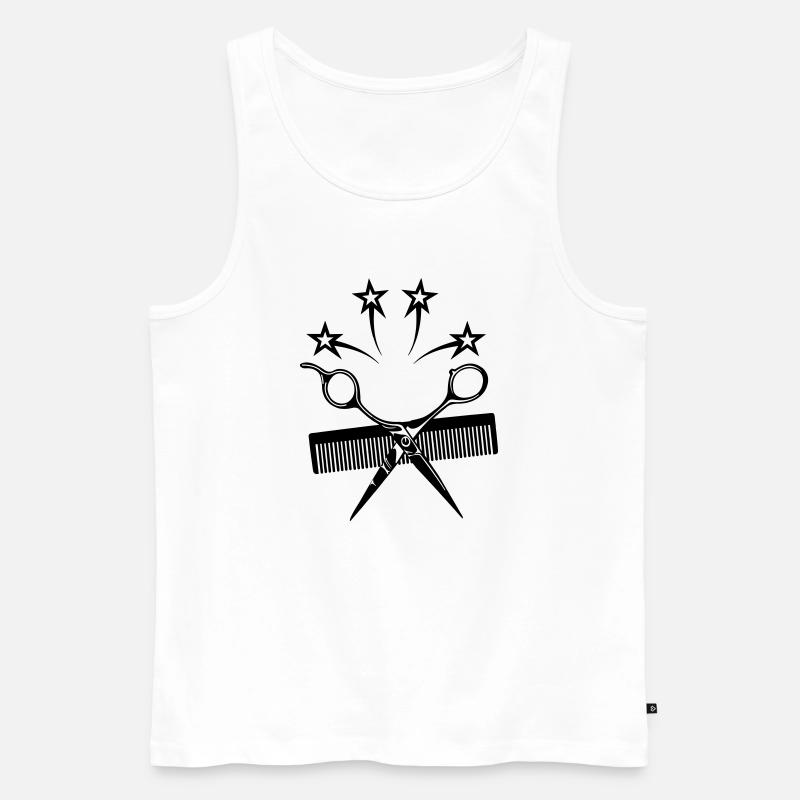 Sternschere Kamm Friseur - Männer Premium Bio Tank Top - Weiß