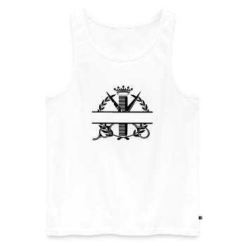 Hairdresser laurel wreath and crown logo - Men's Premium Organic Tank Top - white - Front - AI Model Male 178 light (178cm)
