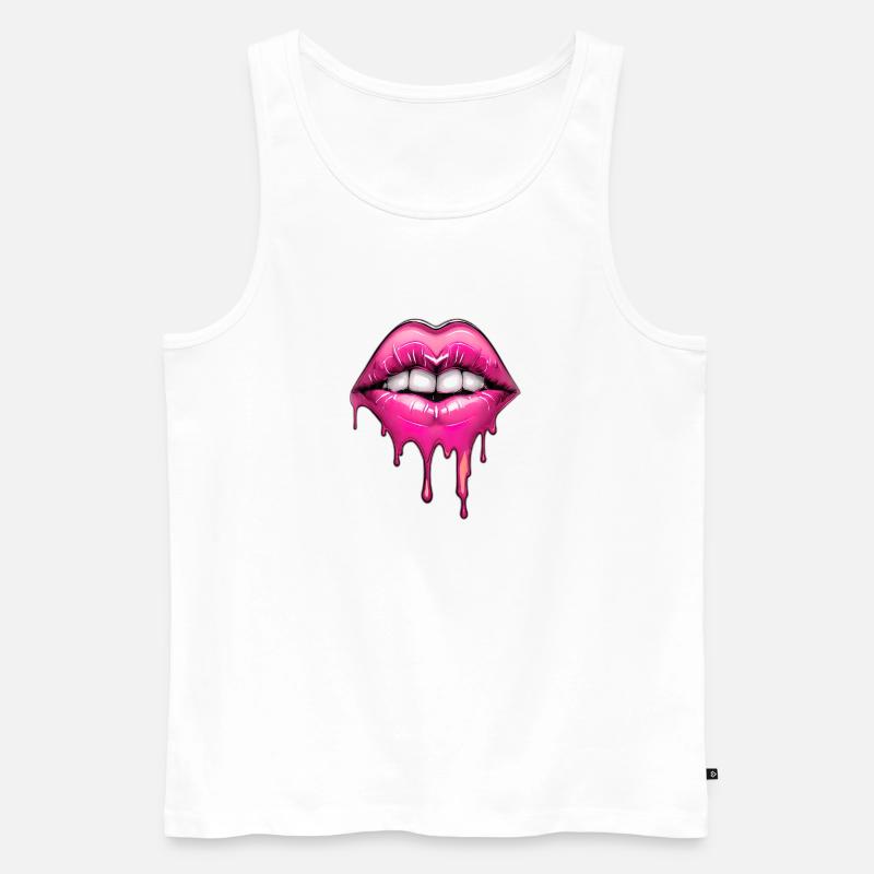 Lips - Men's Premium Organic Tank Top - white