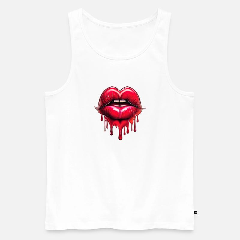 Lips - Men's Premium Organic Tank Top - white