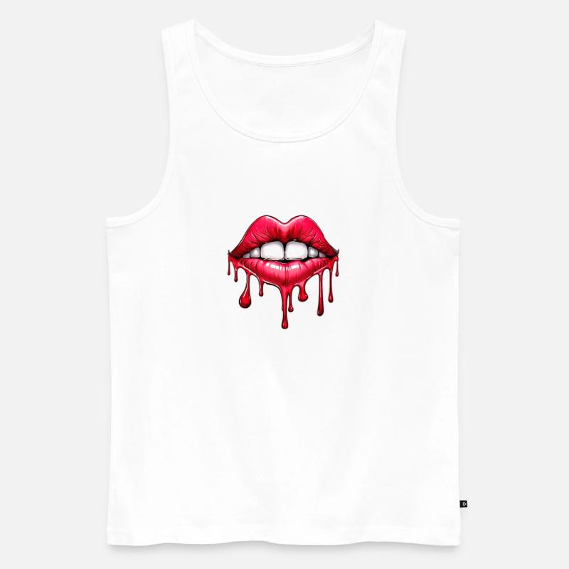 Lips - Men's Premium Organic Tank Top - white