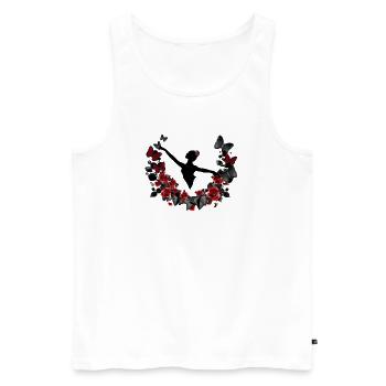 Ballerina silhouette with eucalyptus & red roses - Men's Premium Organic Tank Top - white - Front - Michal (187cm)