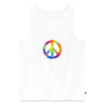 Rainbow Peace - Men's Premium Organic Tank Top - white - Front - Michal (187cm)
