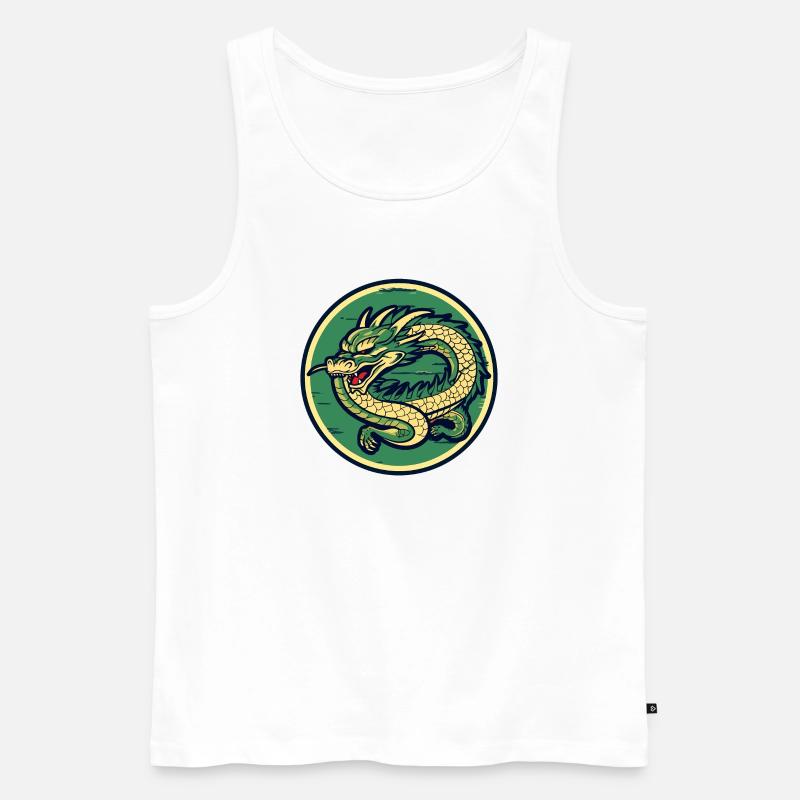 Dragon Crest Circle Patch - Männer Premium Bio Tank Top - Weiß