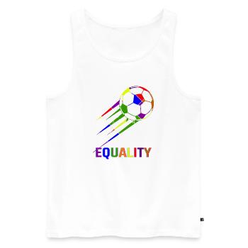 Fußball Regenbogen WM Equality - Männer Premium Bio Tank Top - Weiß - Vorne - Michal (187cm)