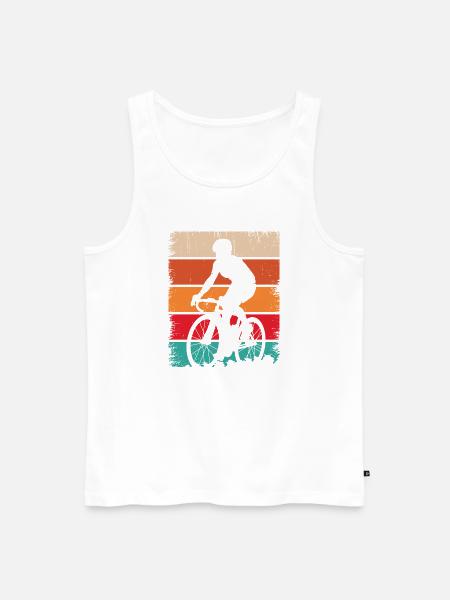 Retro Sonnenuntergang Radfahrer Silhouette - Männer Premium Bio Tank Top - Weiß