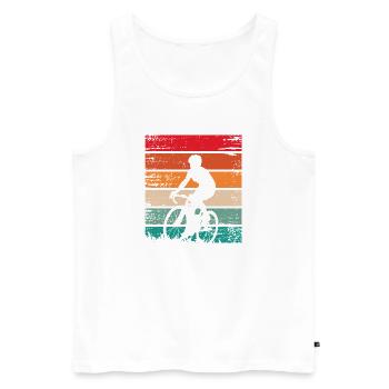 Cycliste rétro coucher de soleil - Débardeur bio Premium Homme - blanc - Devant - Michal (187cm)