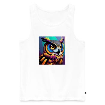 Eule - Männer Premium Bio Tank Top - Weiß - Vorne - AI Model Male 178 light (178cm)