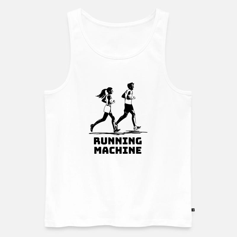 RUNNING MACHINE - Männer Premium Bio Tank Top - Weiß