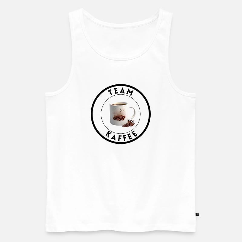 "Team Kaffee" dunkel - Männer Premium Bio Tank Top - Weiß