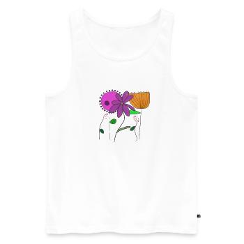 Floral motifs with colorful flowers and leaves - Men's Premium Organic Tank Top - white - Front - Michal (187cm)