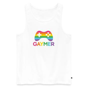 Mois de la fierté LGBT - Gaymer - Débardeur bio Premium Homme - blanc - Devant - AI Model Male 178 light (178cm)