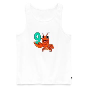 Homard à motif 9e anniversaire - Neuf ans - Débardeur bio Premium Homme - blanc - Devant - Michal (187cm)