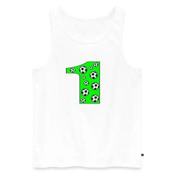 Zahl 1 - NUMMER EINS - FUSSBALL - Männer Premium Bio Tank Top - Weiß - Vorne - AI Model Male 178 light (178cm)