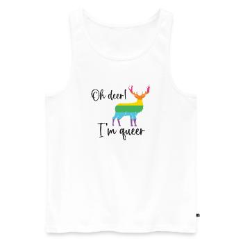 Pride Month LGBTQ - Oh Deer I'm Queer! - Men's Premium Organic Tank Top - white - Front - AI Model Male 178 light (178cm)