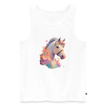 Cheval fleur - Débardeur bio Premium Homme - blanc - Devant - Michal (187cm)
