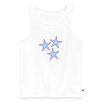ETOILE. ETOILES. STAR. FÊTE. ANNIVERSAIRE. NOËL - Débardeur bio Premium Homme - blanc - Devant - Michal (187cm)
