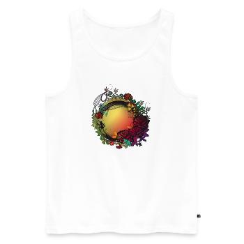 lush, colorful rose garden in Art Nouveau look - Men's Premium Organic Tank Top - white - Front - AI Model Male 178 light (178cm)