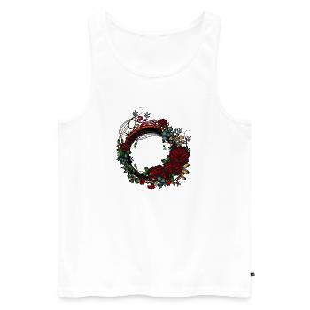 dark Art Nouveau frame rose garden at night - Men's Premium Organic Tank Top - white - Front - AI Model Male 178 light (178cm)