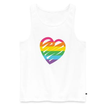 LGBTQ-Regenbogenherz - Männer Premium Bio Tank Top - Weiß - Vorne - AI Model Male 178 light (178cm)