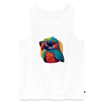 Farbenfroher Charmer: Retro Papagei T-Shirt - Männer Premium Bio Tank Top - Weiß - Vorne - Michal (187cm)