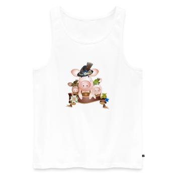 Trois cochons mignons enchanteurs en costume traditionnel - Débardeur bio Premium Homme - blanc - Devant - Michal (187cm)