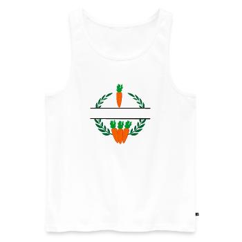 Roots in laurel wreath with orange carrots - Men's Premium Organic Tank Top - white - Front - Michal (187cm)