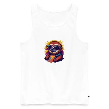 Retro-Faultier - Männer Premium Bio Tank Top - Weiß - Vorne - Michal (187cm)