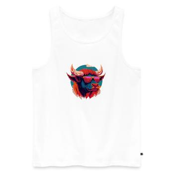 Wildfire Bison - Men's Premium Organic Tank Top - white - Front - Michal (187cm)
