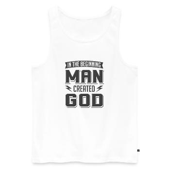 Atheist Man Created God Anti Religion Agnostiker - Männer Premium Bio Tank Top - Weiß - Vorne - AI Model Male 178 light (178cm)