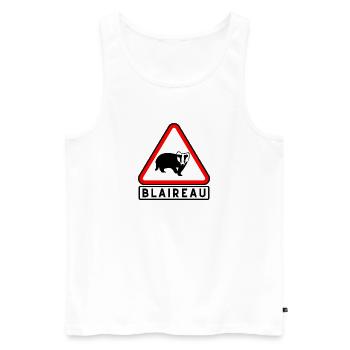 Blaireau Triangle Avertissement - Débardeur bio Premium Homme - blanc - Devant - AI Model Male 178 light (178cm)